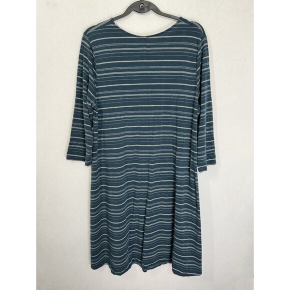 Garnet Hill Dress Womens XL Blue Stripe Seamed Knit Trapeze Scoop Neck Stretchy - Picture 3 of 10